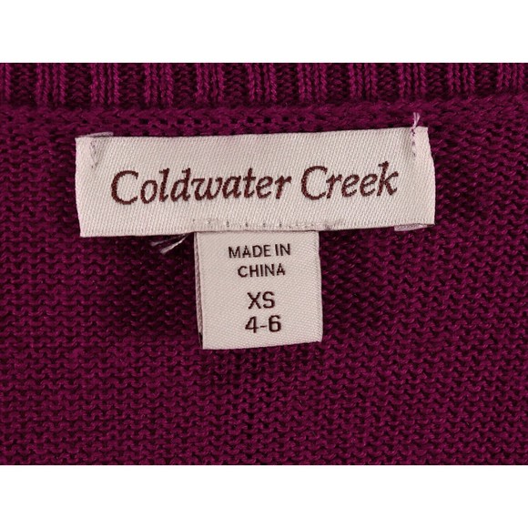 Coldwater Creek Womens Open Front Cardigan Sweater XS (4-6) Magenta Merino Wool - Picture 9 of 10